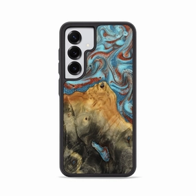 Galaxy S25 Wood Phone Case - Morton (Teal & Gold, 774971) Anti Finger Smudge Film Soft Edge