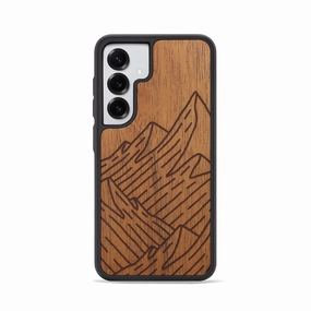 Soft Edge Smooth Touch Galaxy S25 Wood Phone Case - Mountain - Mahogany (Curated)