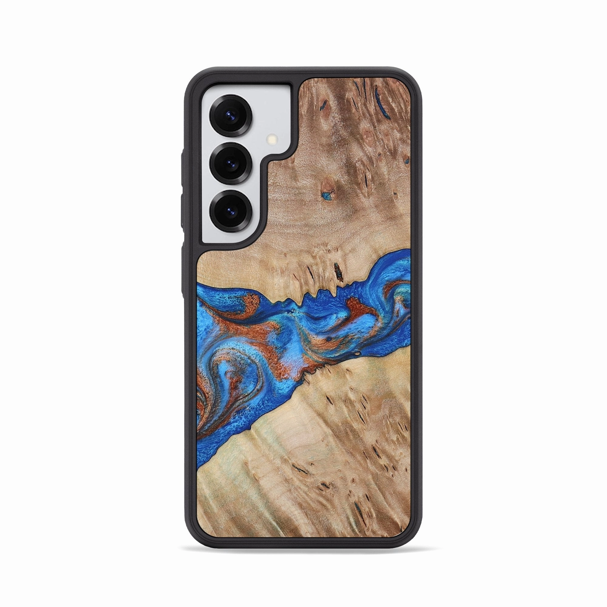 Galaxy S25 Wood Phone Case - Mustafa (Teal & Gold, 780976) Anti Yellowing Screen Anti Fingerprint Coating