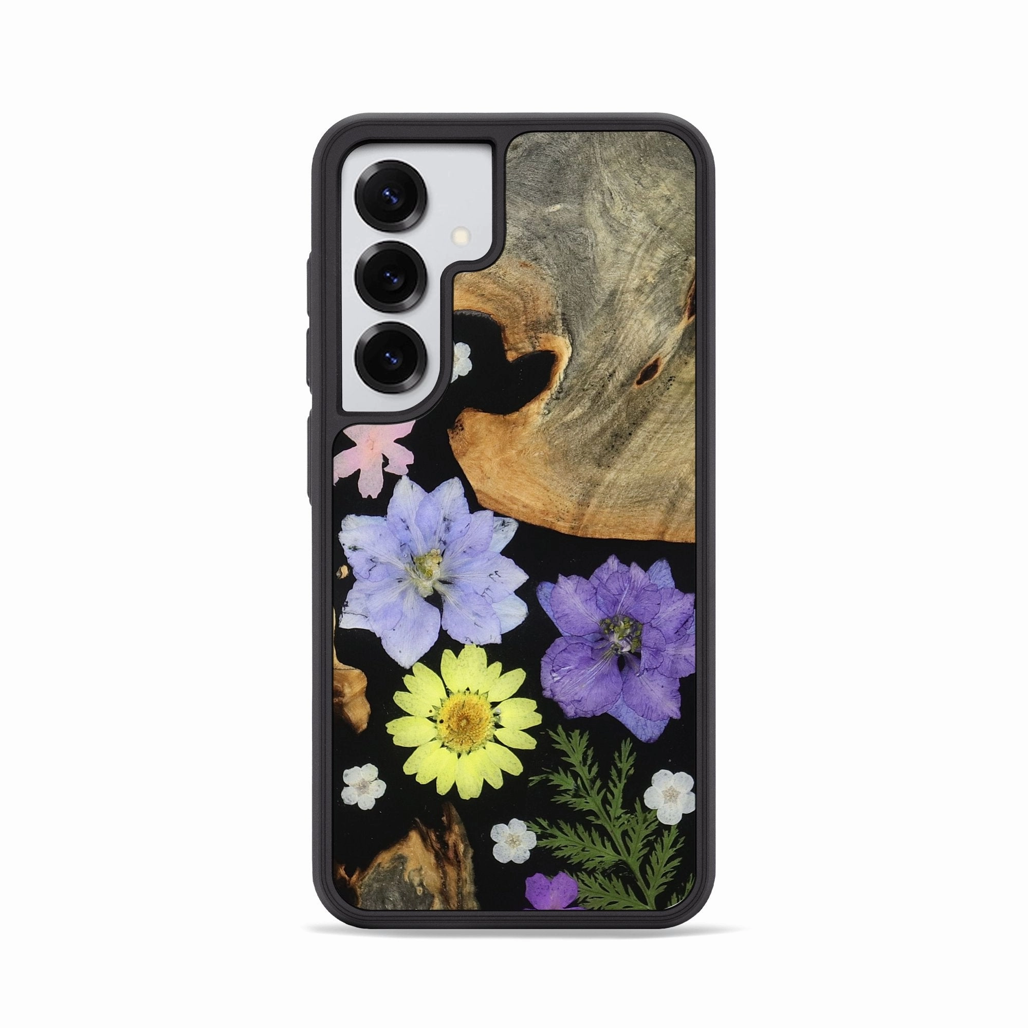 Screen Defense Anti Finger Smear Galaxy S25 Wood Phone Case - Nella (Bloom, 781385)