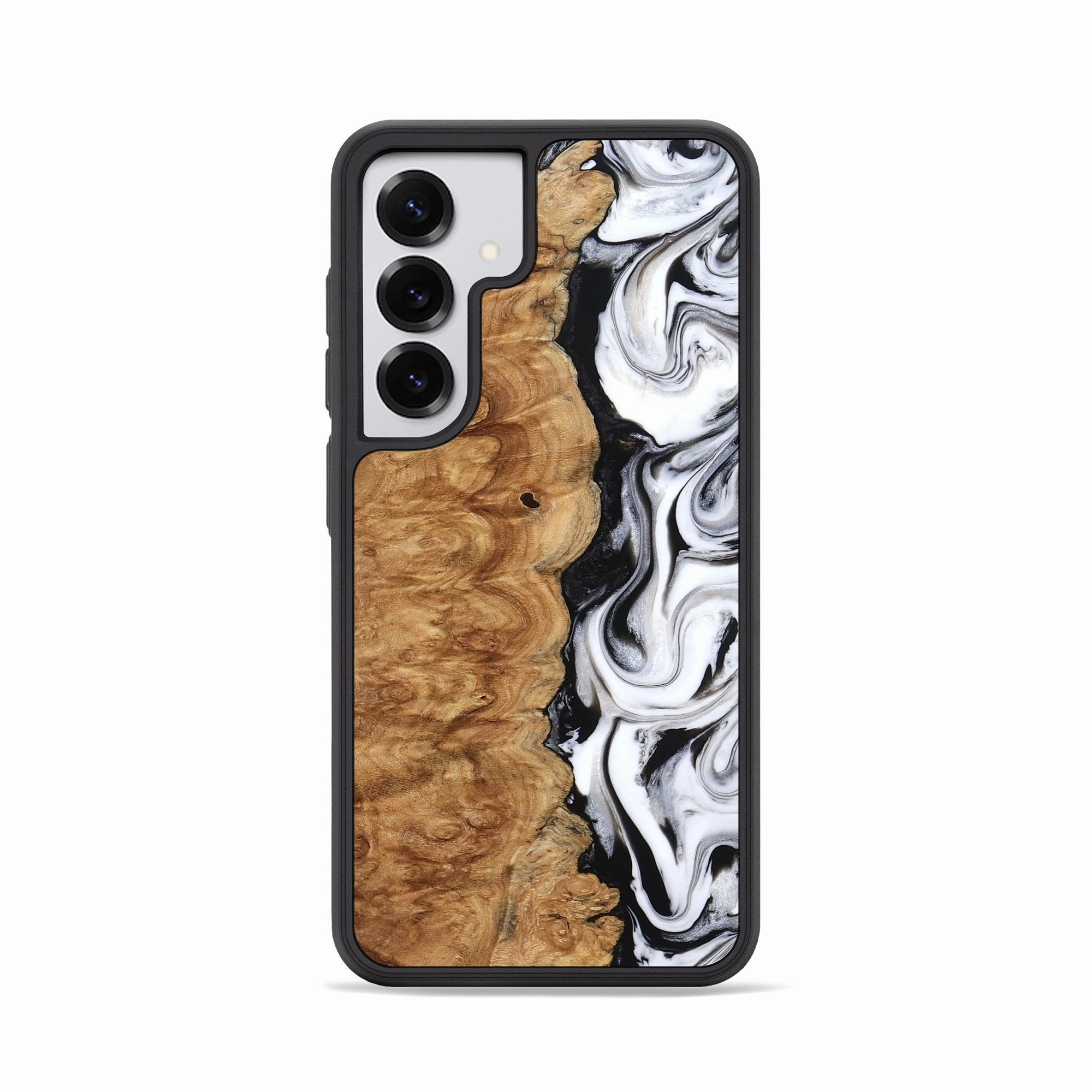 Galaxy S25 Wood Phone Case - Nira (Black & White, 775402) Fingerprint Resistant Easy Installation
