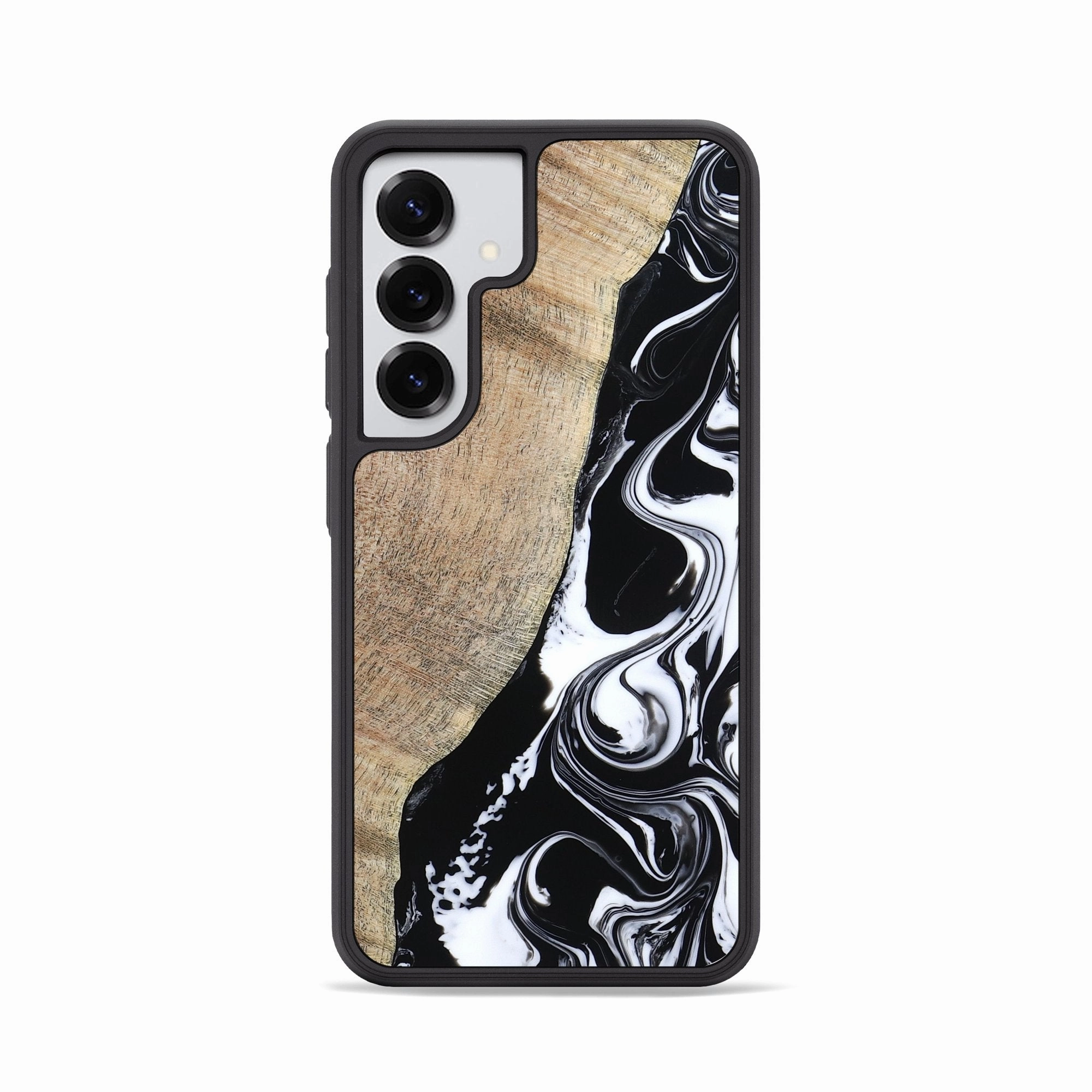 Fingerprint Repellent Anti Yellowing Galaxy S25 Wood Phone Case - Peggy (Black & White, 779199)