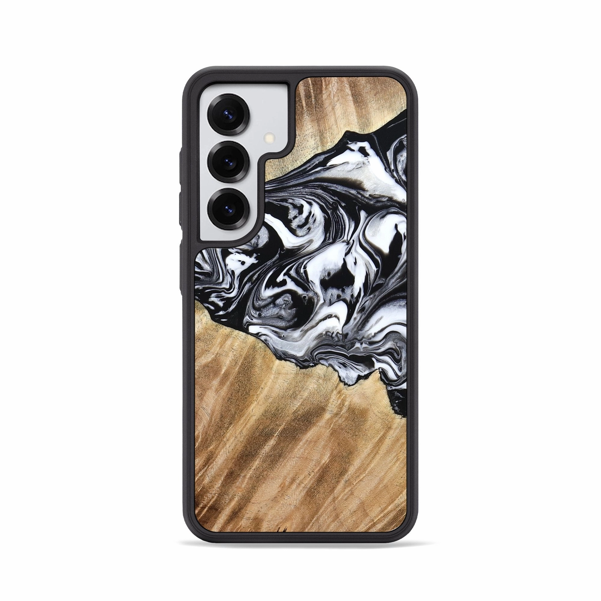 Raised Edges Galaxy S25 Wood Phone Case - Rashida (Black & White, 776335)