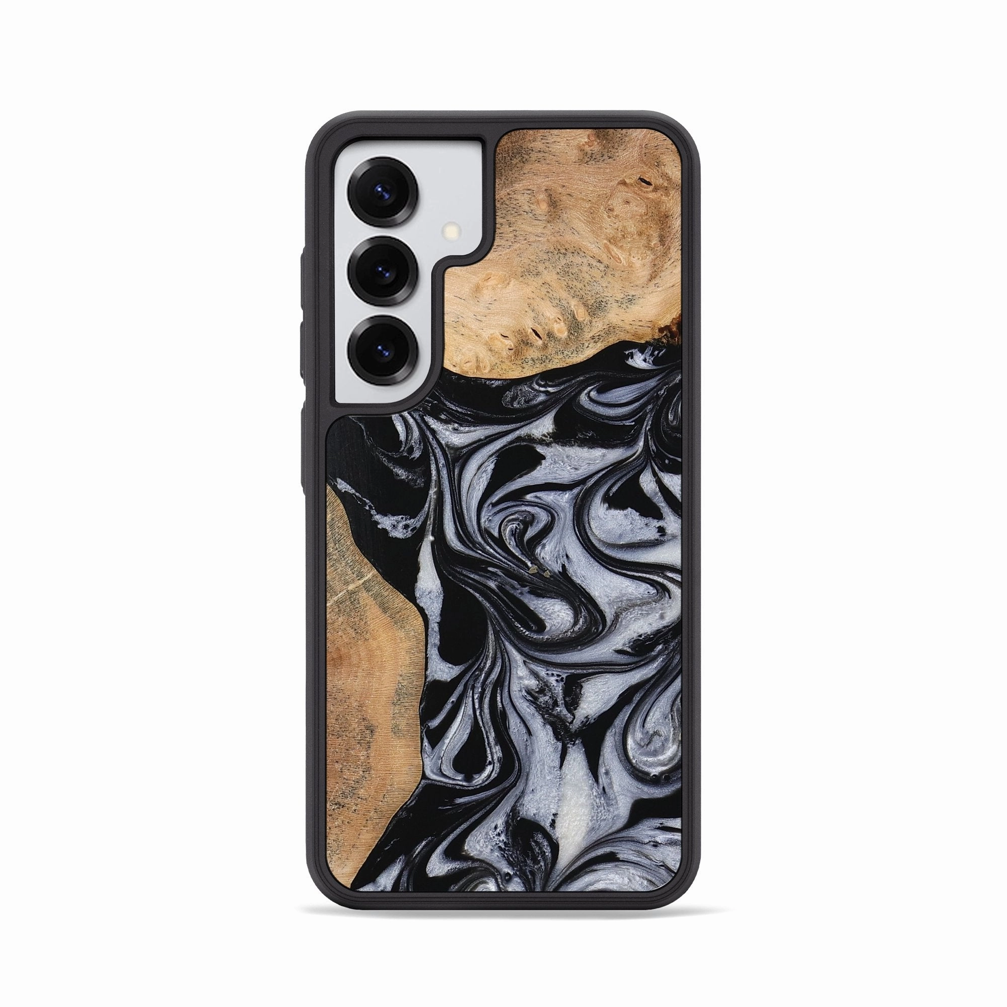 Galaxy S25 Wood Phone Case - Remy (Black & White, 773309) Anti Finger Smear Scratch Protection