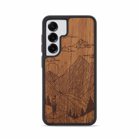 Case Friendly Glass Galaxy S25 Wood Phone Case - Roaming - Mahogany (Curated)