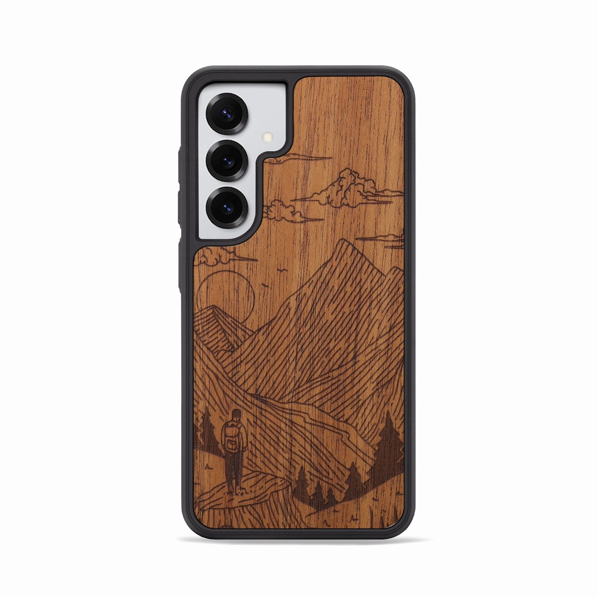 Case Friendly Glass Galaxy S25 Wood Phone Case - Roaming - Mahogany (Curated)
