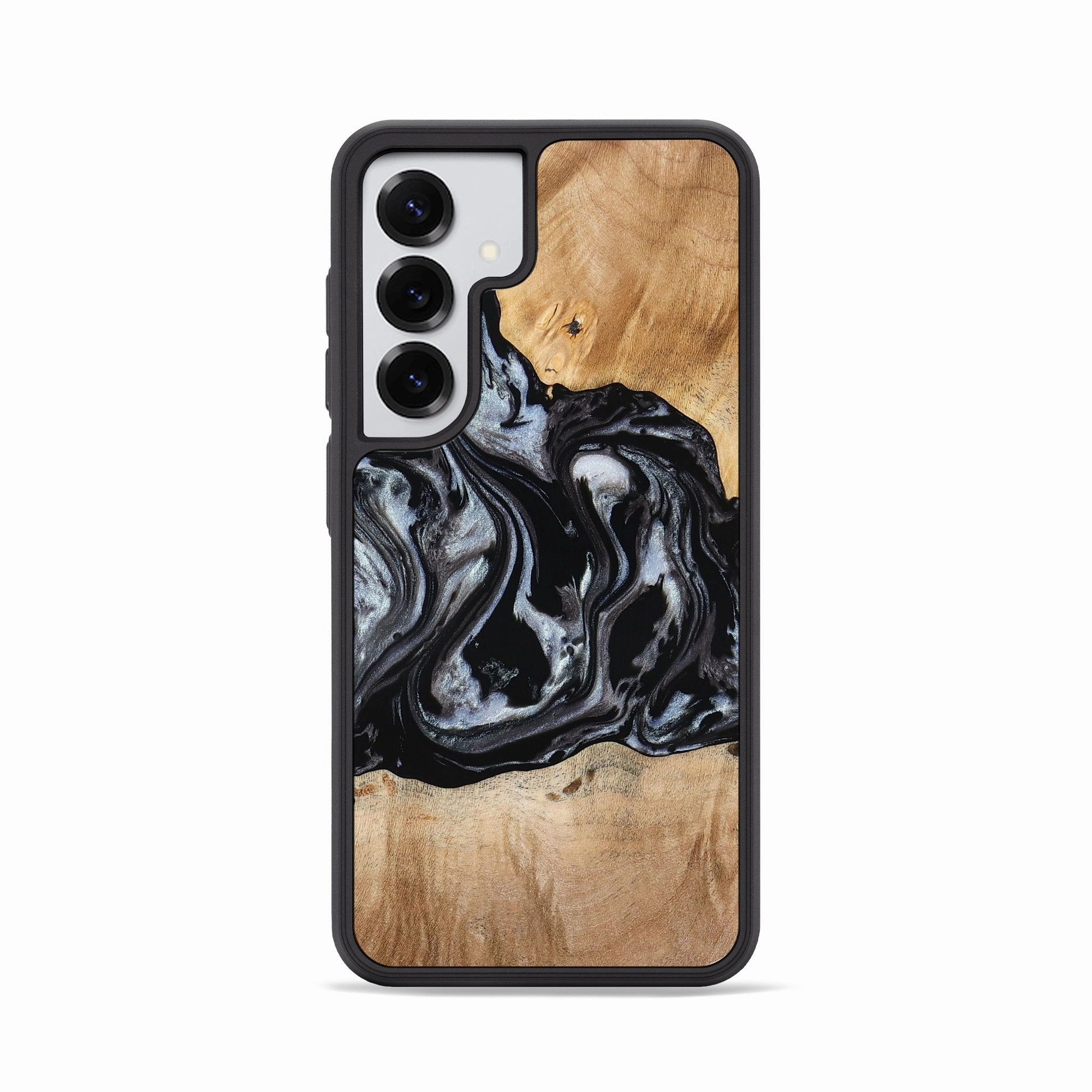 Galaxy S25 Wood Phone Case - Roberto (Black & White, 774922) Anti Finger Streak Anti Fingerprint Screen