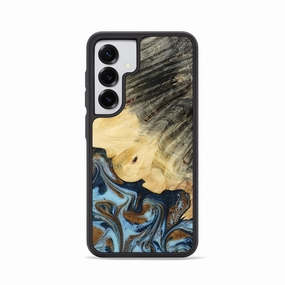 Anti Scratch Screen Galaxy S25 Wood Phone Case - Rosella (Teal & Gold, 773181)