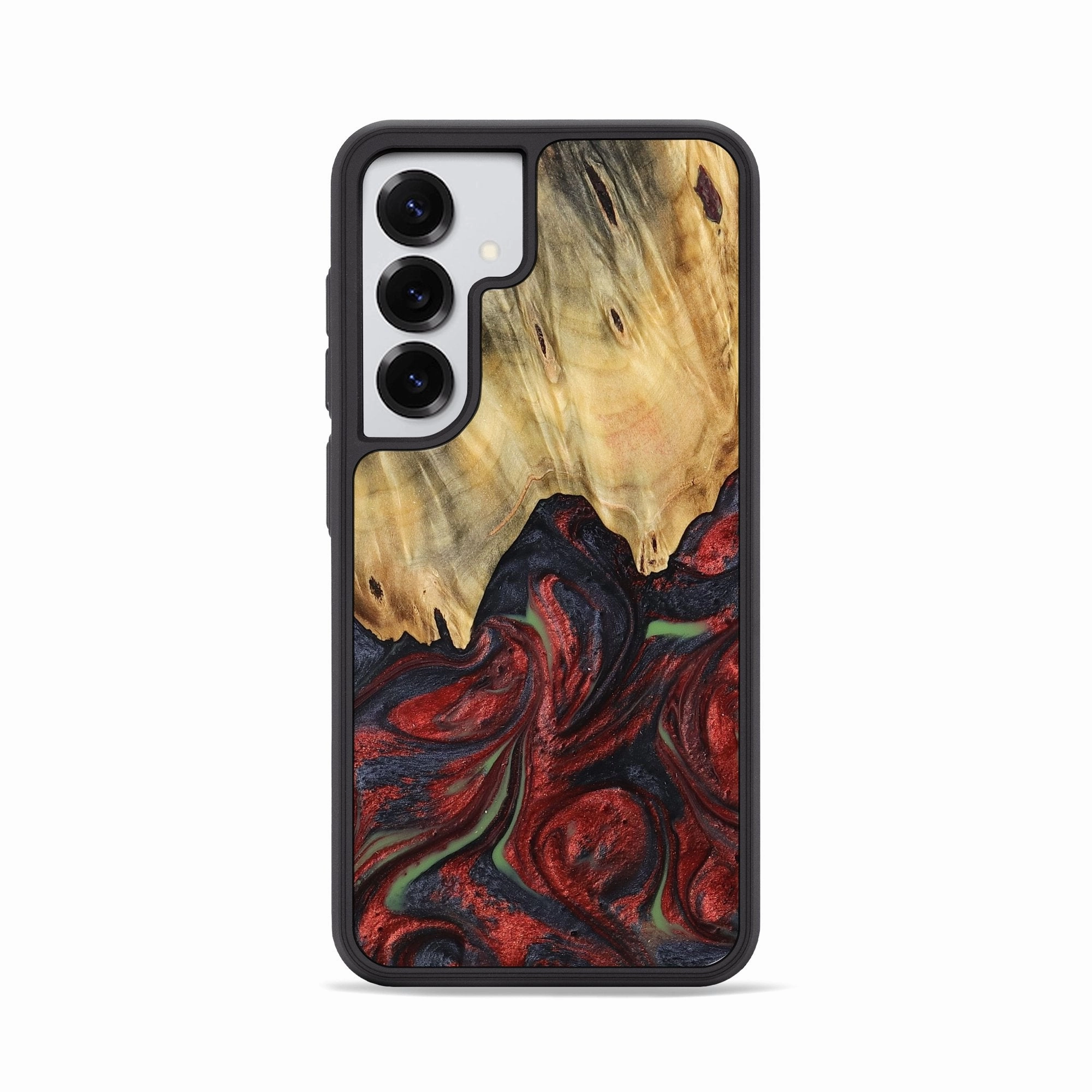 Shock Absorption Rounded Edges Galaxy S25 Wood Phone Case - Rubie (Red, 765236)