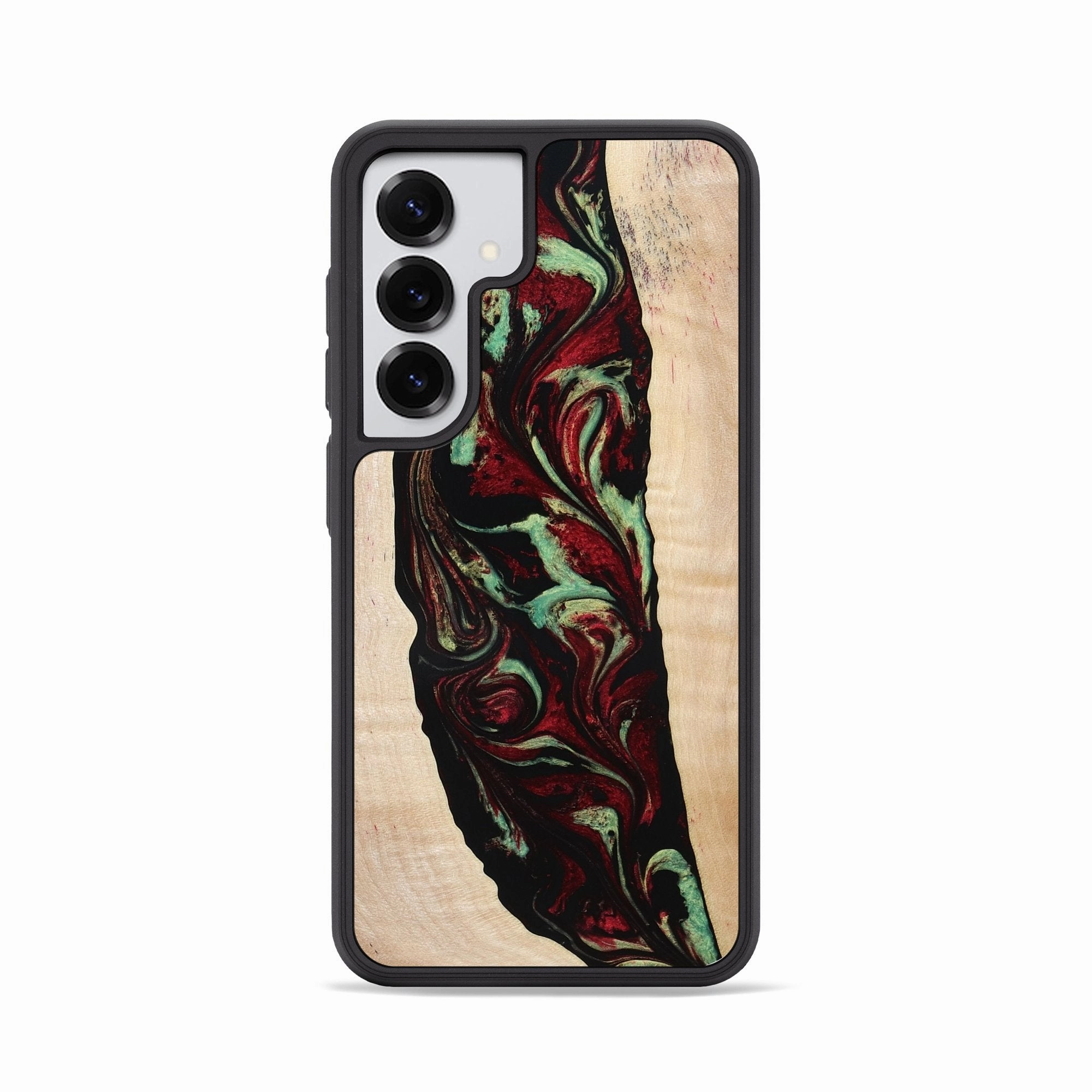 Galaxy S25 Wood Phone Case - Sariah (Red, 775503) Water Resistant Crystal Clear Screen