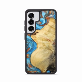Scratch Resistant Glass Anti Static Galaxy S25 Wood Phone Case - Shawn (Teal & Gold, 773172)