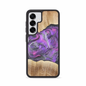 Drop Resistant Impact Resistant Galaxy S25 Wood Phone Case - Sherita (Purple, 779238)