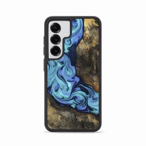 Anti Finger Oil Coating Galaxy S25 Wood Phone Case - Tess (Blue, 770357)