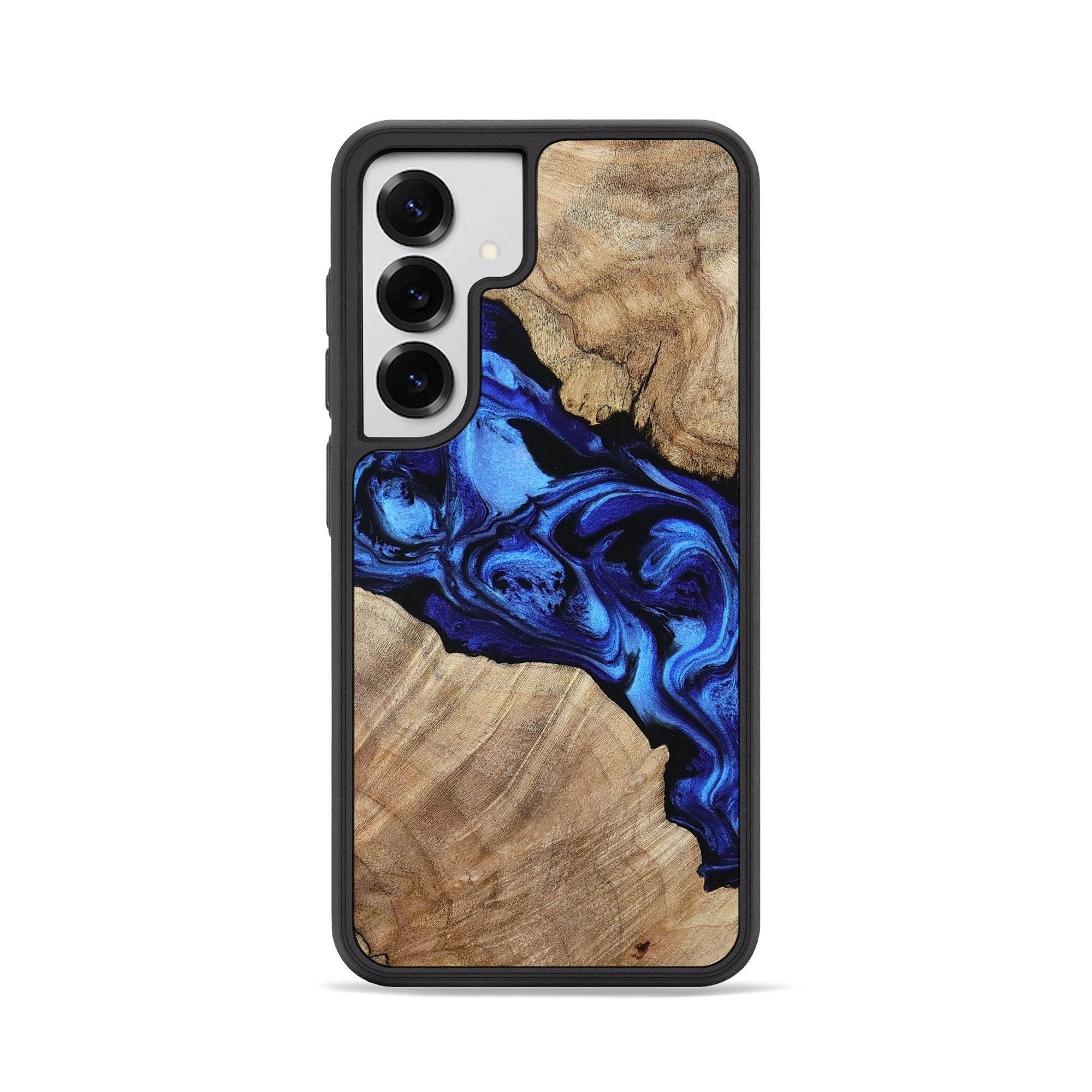 Shock Absorbing Easy Apply Galaxy S25 Wood Phone Case - Therese (Blue, 780682)