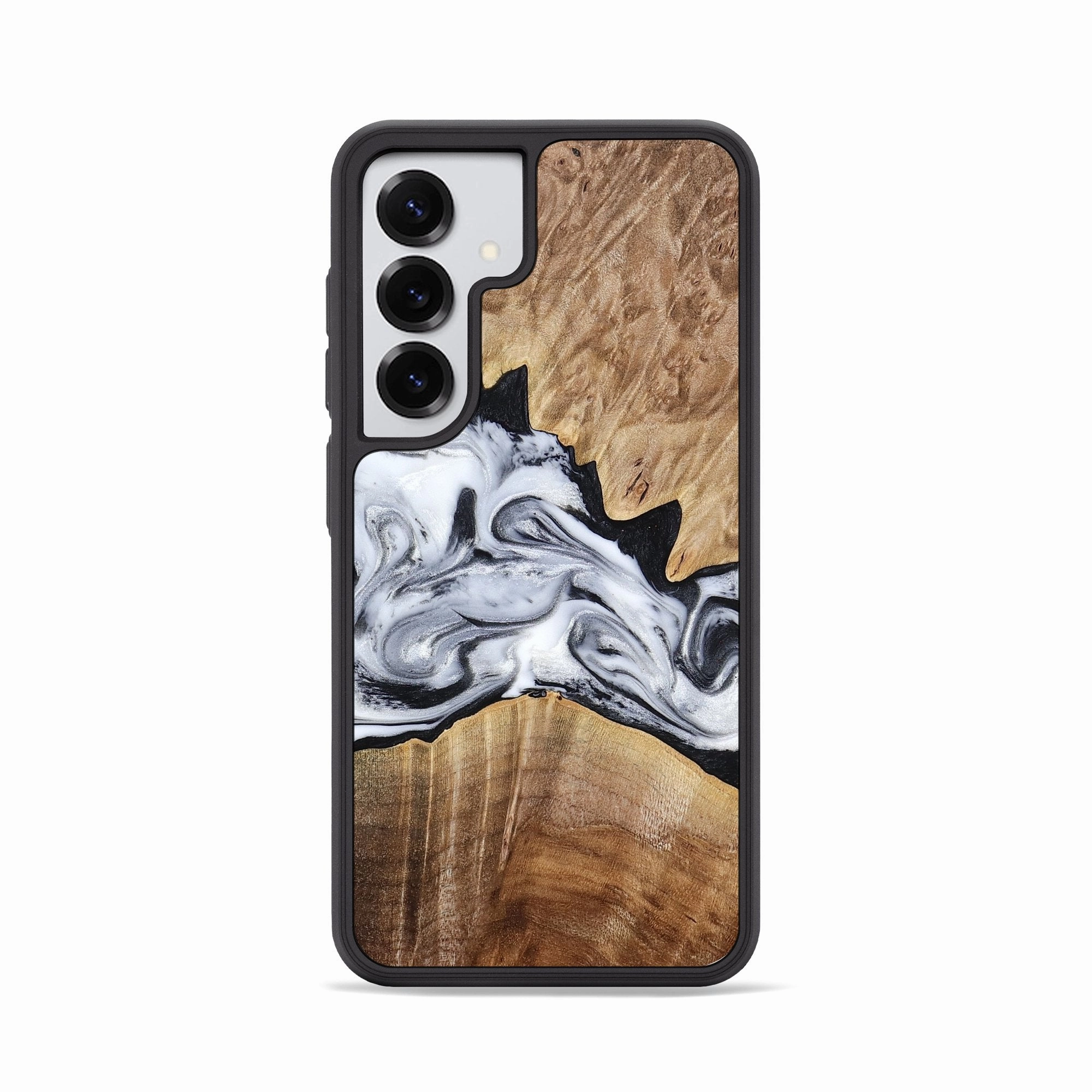 Galaxy S25 Wood Phone Case - Thurman (Black & White, 778560) Fingerprint Free Water Resistant