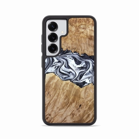 Galaxy S25 Wood Phone Case - Torrey (Black & White, 780136) Slim Screen Protector Anti Fingerprint Film