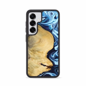 Galaxy S25 Wood Phone Case - Velva (Blue, 772574) Anti Fingerprint Coating