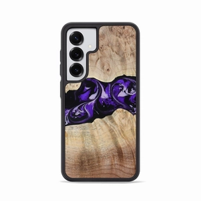 Tempered Glass Anti Finger Grease Galaxy S25 Wood Phone Case - Wash (Purple, 780951)