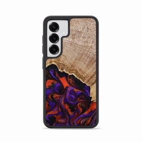 Case Friendly Glass Protective Cover Galaxy S25 Wood Phone Case - Wiley (Purple, 773839)