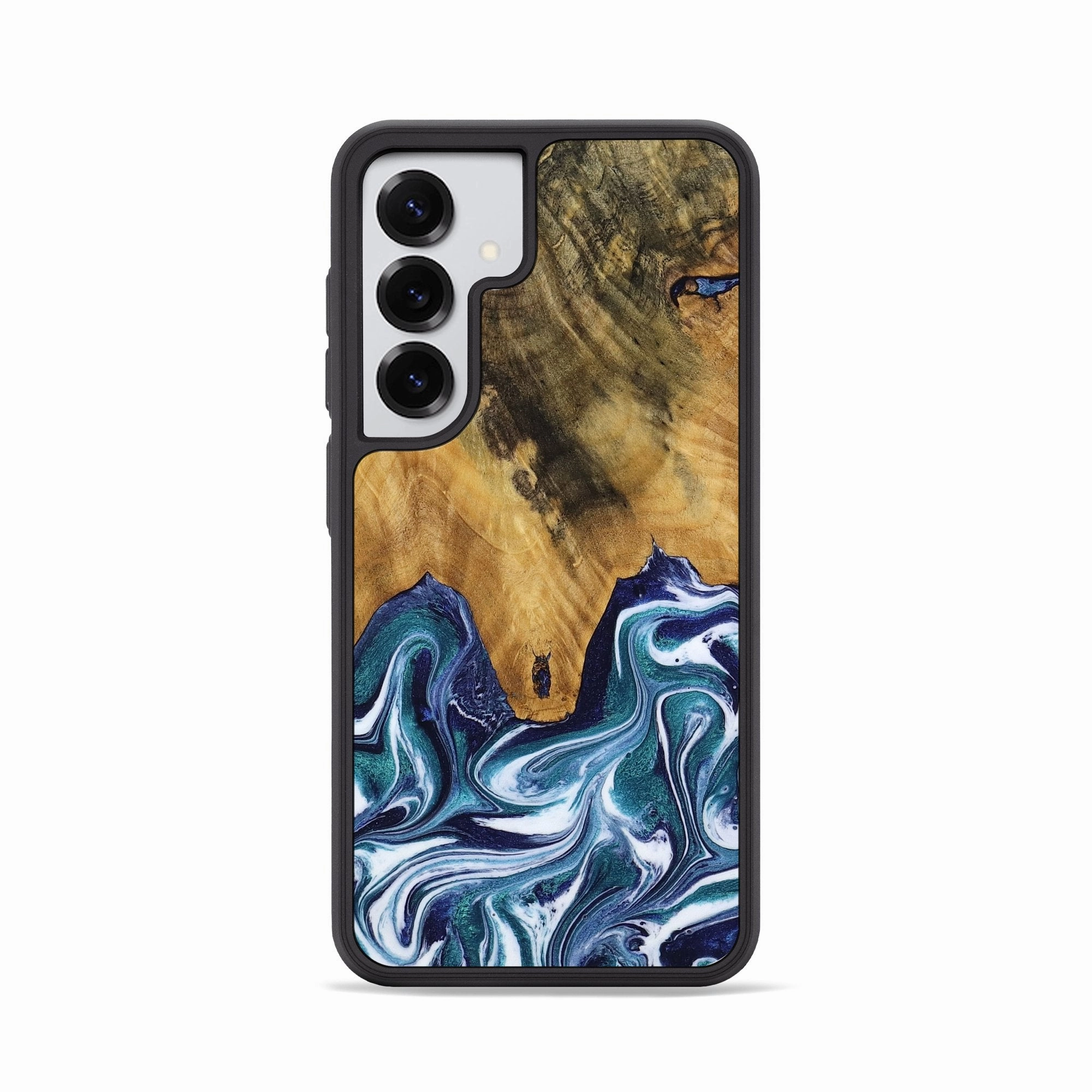 Galaxy S25 Wood Phone Case - Woodrow (Blue, 772229) Bubble Free Screen