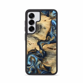 Galaxy S25 Wood Phone Case - Xzavier (Teal & Gold, 781666) Anti Fingerprint Film Anti Dust Film
