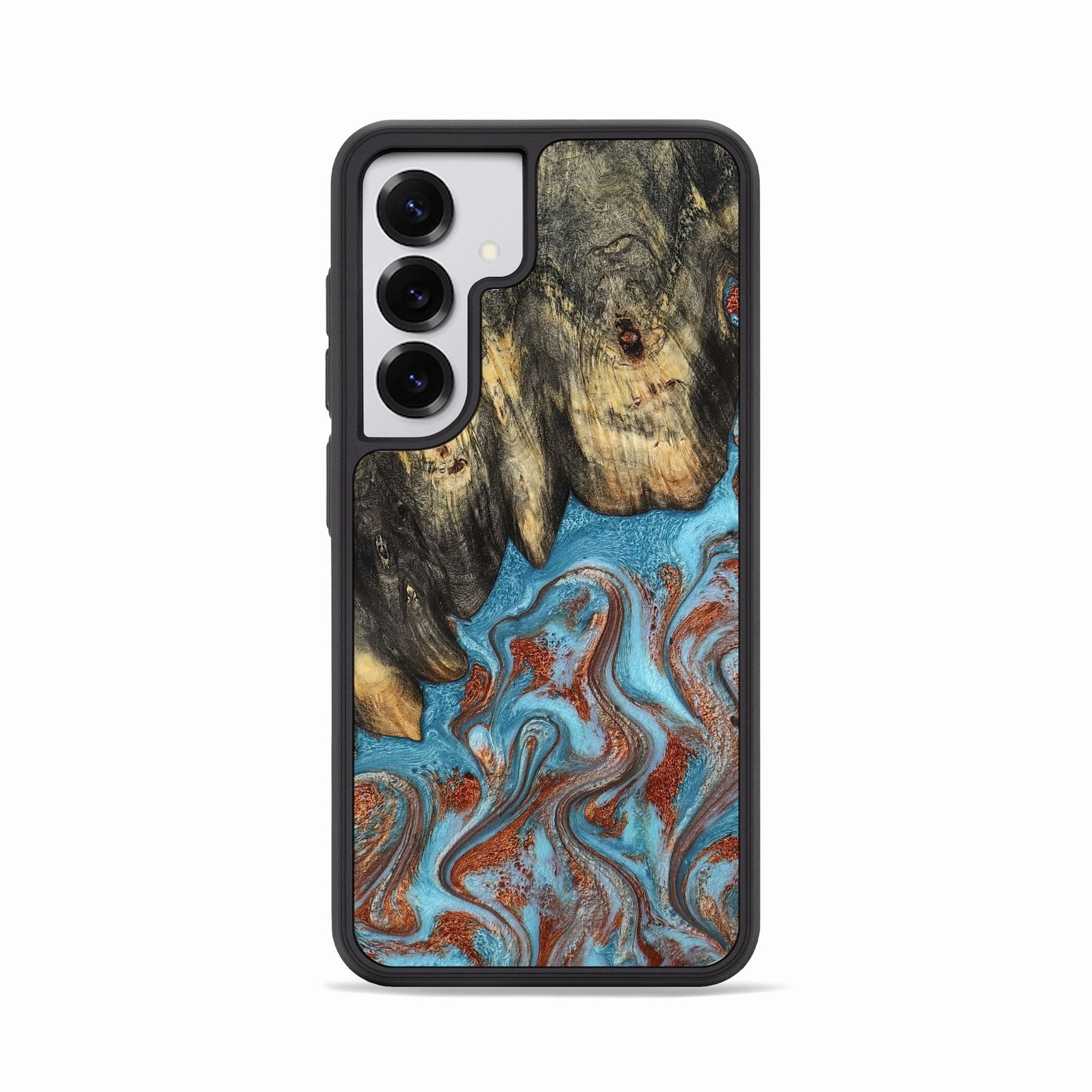 Anti Scratch Shield Galaxy S25 Wood Phone Case - Yuridia (Teal & Gold, 781569)