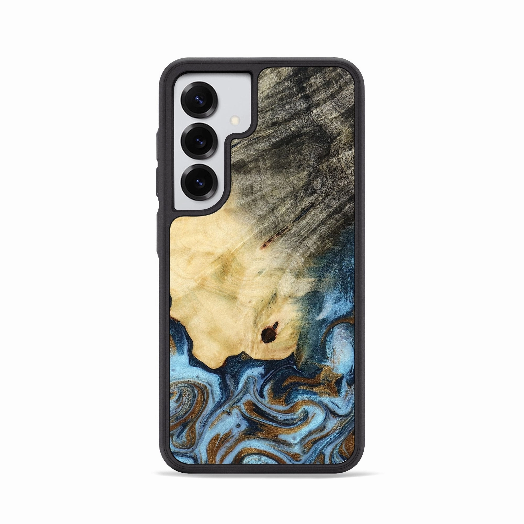 Galaxy S25 Wood Phone Case - Zariah (Teal & Gold, 772567) Shock Guard Self Healing