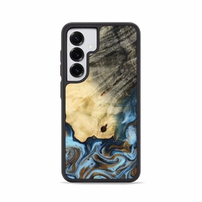 Galaxy S25 Wood Phone Case - Zariah (Teal & Gold, 772567) Shock Guard Self Healing