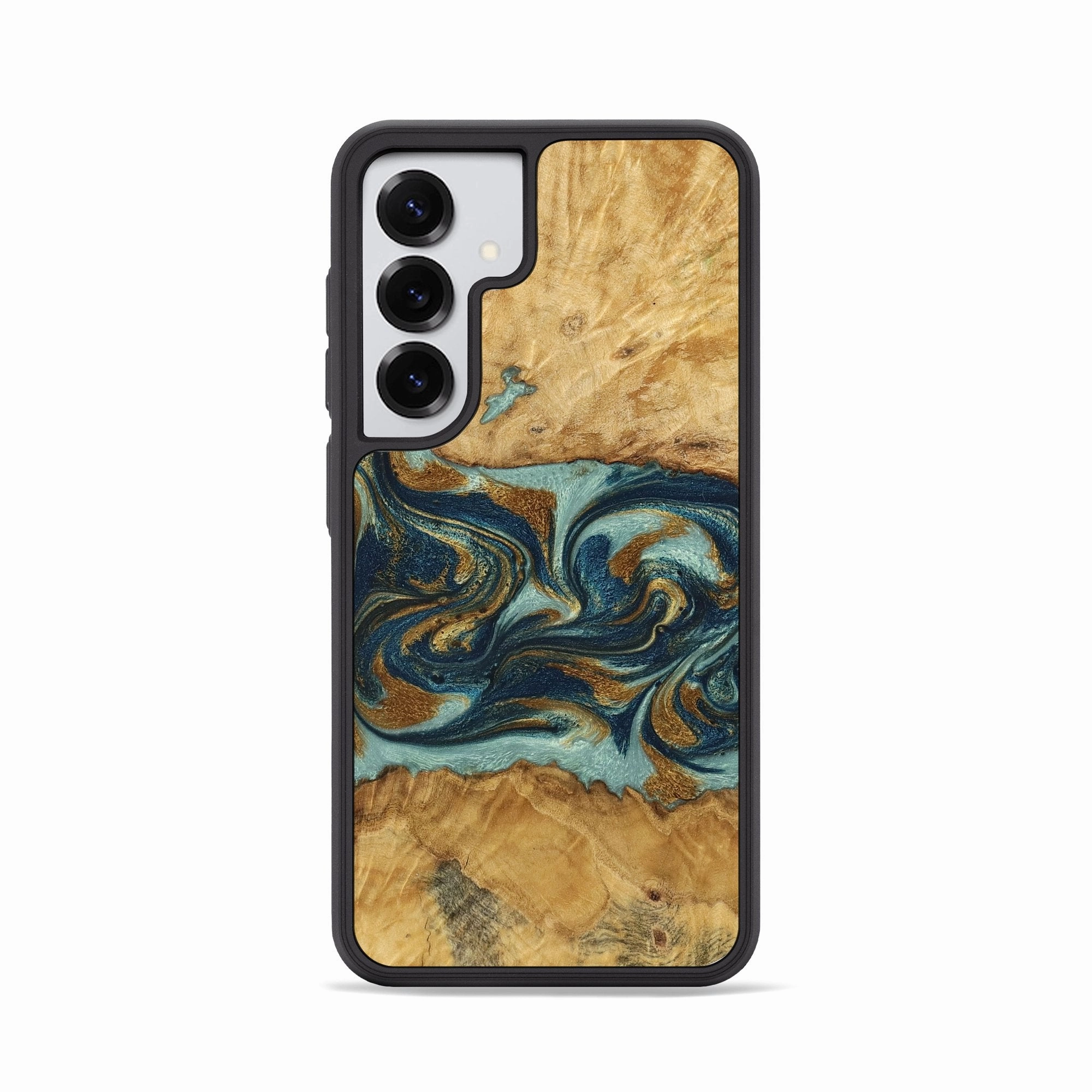 Anti Finger Mark Galaxy S25 Wood Phone Case - Zora (Teal & Gold, 771611)