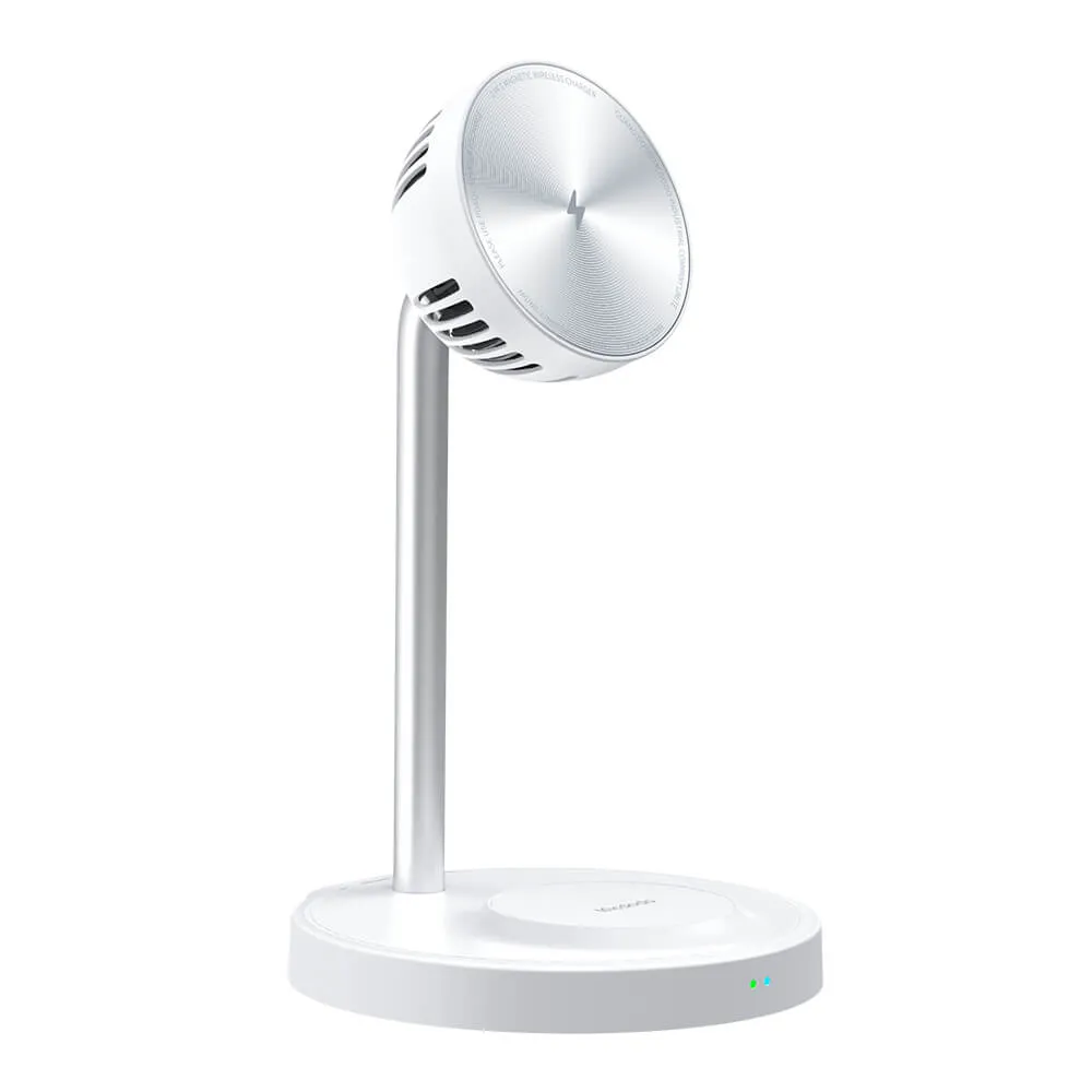 Mcdodo 2-In-1 Magnetic Wireless Charger With Cooling Fan (Mobile/Tws Earphone) Compact Power Adapter Tangle Free Cable