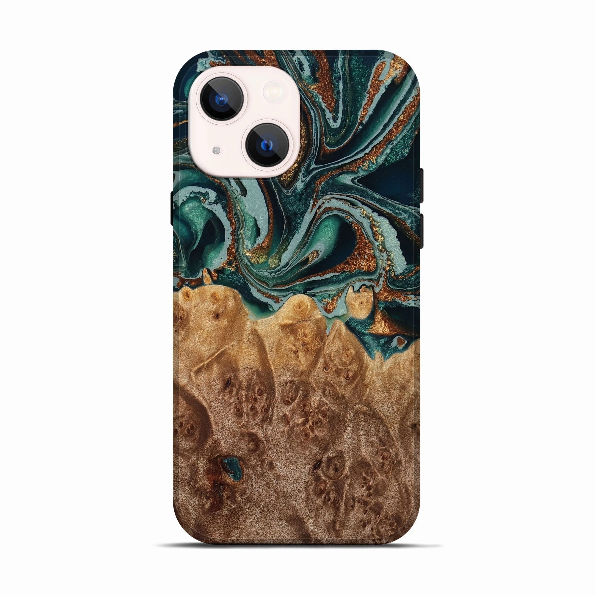 Iphone 13 Wood Live Edge Phone Case - Cayden (Green, 778508) Anti Finger Smudge Anti Shock Screen