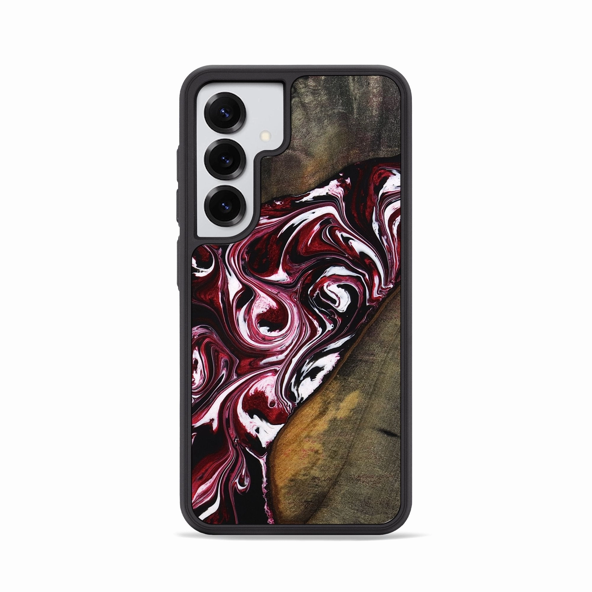 Galaxy S25 Wood Phone Case - Monty (Red, 770367) Crystal Clear Screen Water Resistant