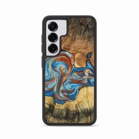 Galaxy S25 Wood Phone Case - Shara (Teal & Gold, 772660) Anti Shock Screen