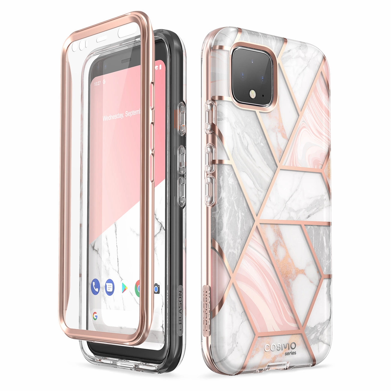 Anti Reflection Google Pixel 4 Cosmo Case-Marble Pink