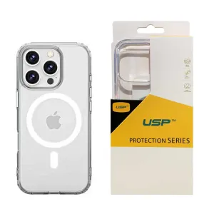 Rounded Edges Usp Case For Iphone 17 Pro Clear Rock Shockproof Case With Magsafe
