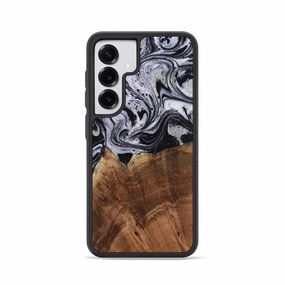 Anti Scratch Shield Galaxy S25 Wood Phone Case - Ishaan (Black & White, 770250)