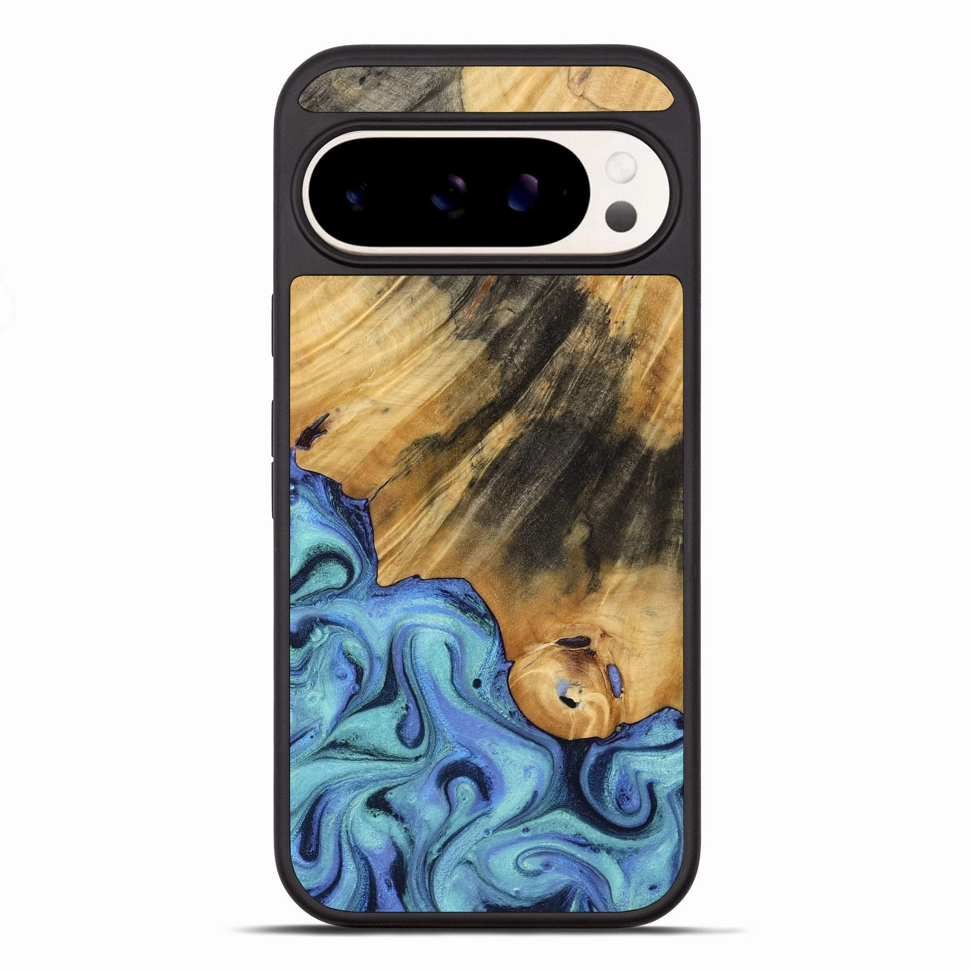 Pixel 10 Pro Xl Wood Phone Case - Kinsley (Blue, 770368) HD Screen Protector Scratch Proof Glass