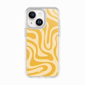 Fingerprint Free Iphone 15 Halo Magsafe Cute Phone Case - Yellow Retro Swirl