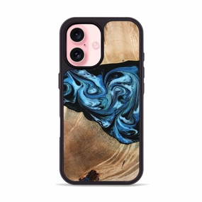 Iphone 16 Wood Phone Case - Iola (Blue, 776687) Fingerprint Repellent