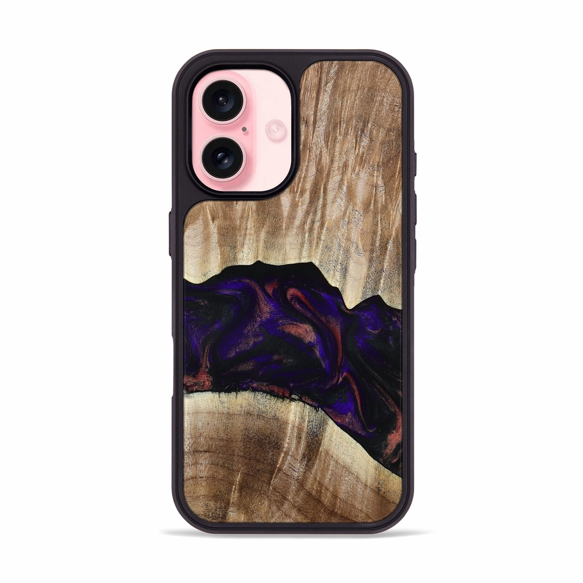 Iphone 16 Wood Phone Case - Siena (Purple, 781681) HD Screen Protector Easy Installation