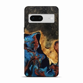 Pixel 7 Wood Live Edge Phone Case - Baylor (Teal & Gold, 776888) Anti Yellowing Film Anti Yellowing Screen