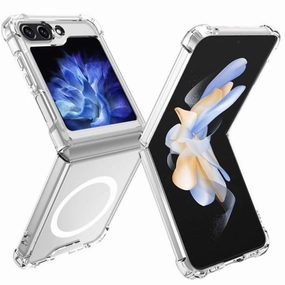 For Galaxy Z Flip 5 Hard Crystal Clear Case Compatible With Magsafe Edge Guard
