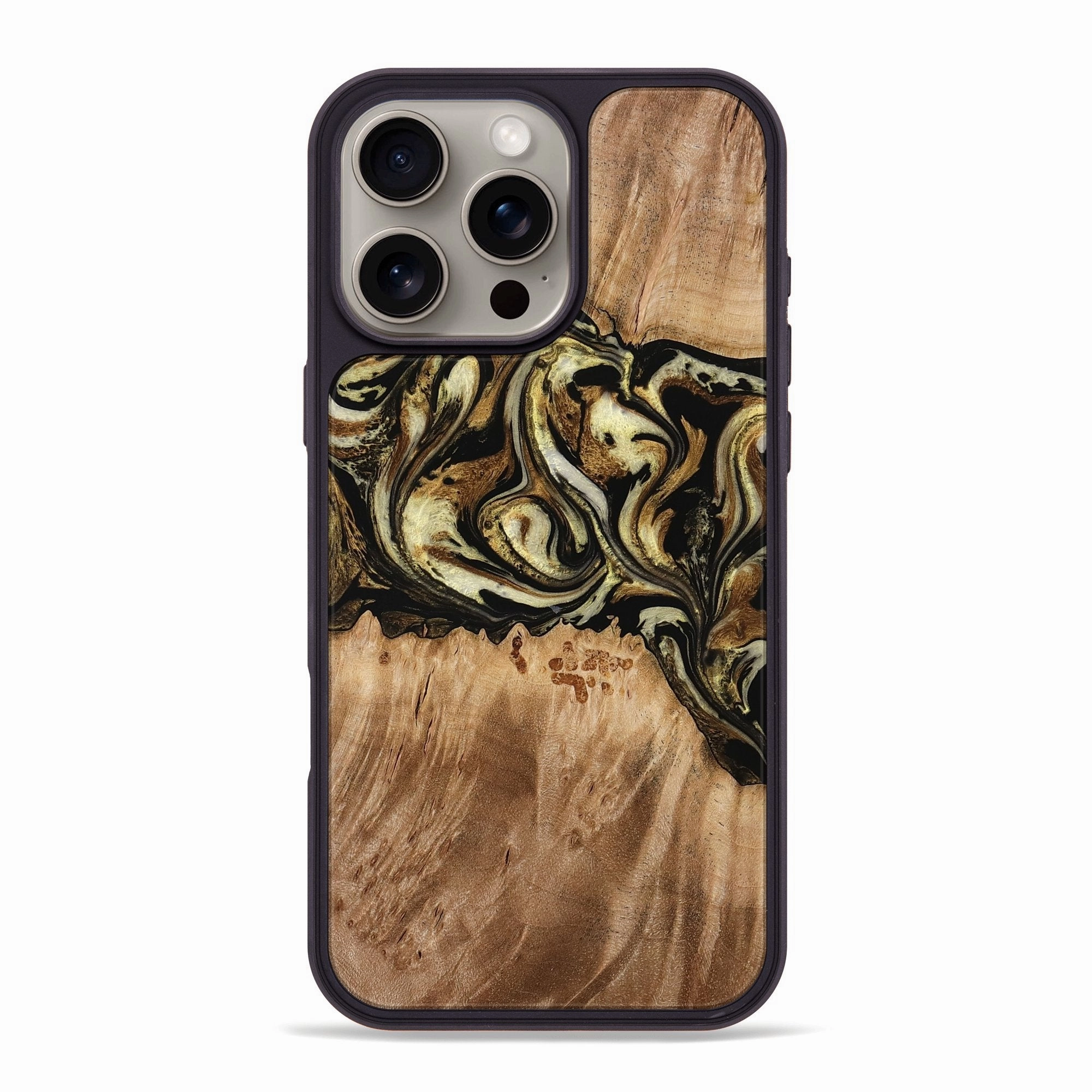 HD Clarity Anti Shock Screen Iphone 16 Pro Max Wood Phone Case - Earnest (Black & White, 772056)