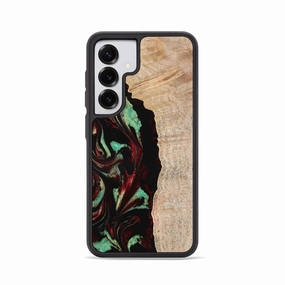 Soft Edge Fingerprint Free Galaxy S25 Wood Phone Case - Myla (Red, 776240)