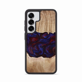 Anti Fingerprint Shield Fingerprint Resistant Screen Galaxy S25 Wood Phone Case - Trudy (Red, 780505)