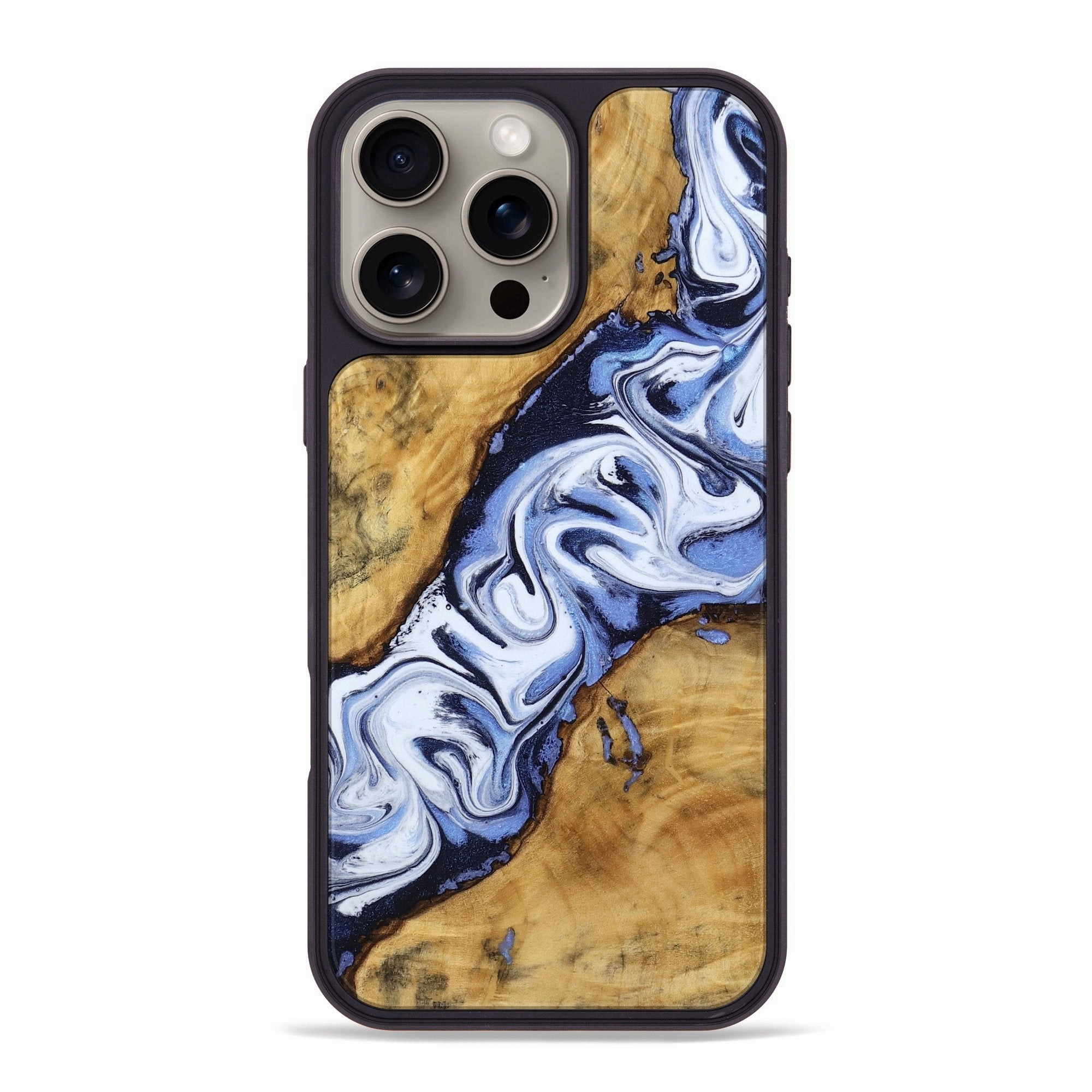 Iphone 16 Pro Max Wood Phone Case - Cristy (Blue, 772226) Edge Protection