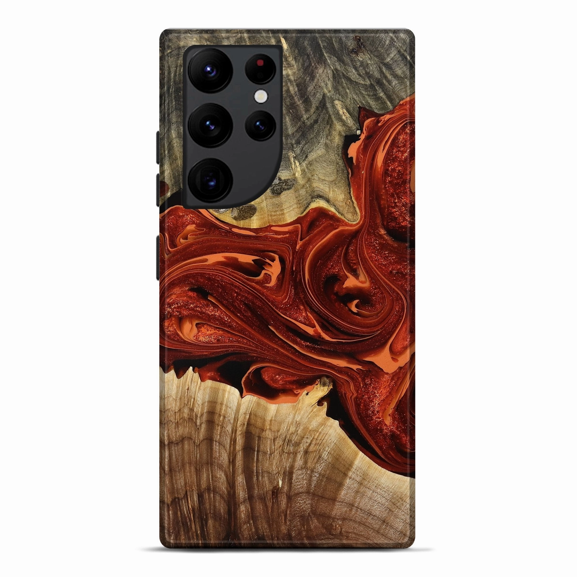HD Clarity Anti Finger Grease Galaxy S22 Ultra Wood Live Edge Phone Case - Linwood (Red, 775979)