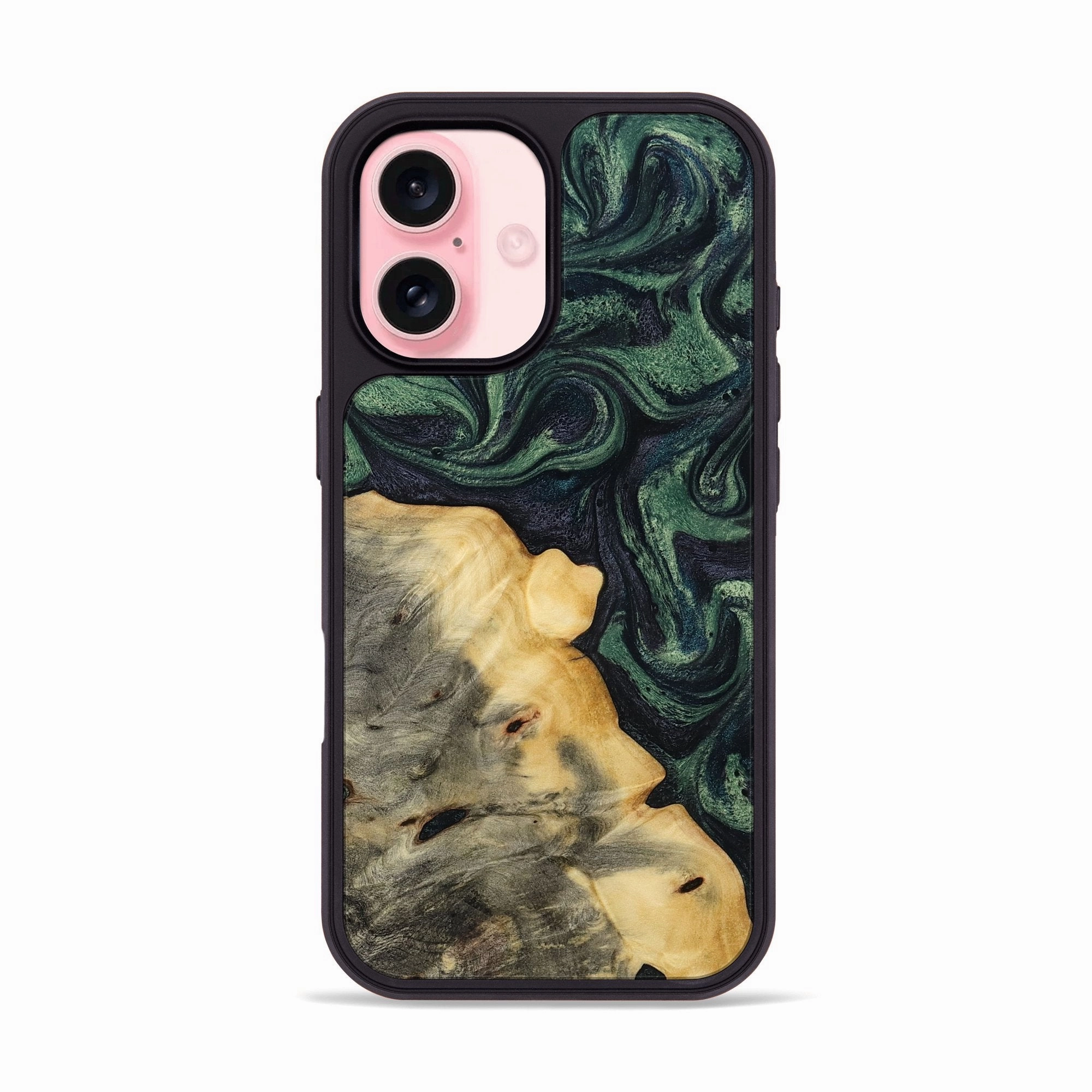 Anti Fingerprint Screen Anti Spy Film Iphone 16 Wood Phone Case - Dania (Green, 776199)