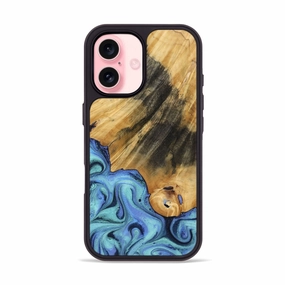 Iphone 16 Wood Phone Case - Kinsley (Blue, 770368) Crystal Clear Screen