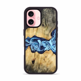 Iphone 16 Wood Phone Case - Rosalie (Blue, 765329) Ultra Slim Protector Scratch Proof